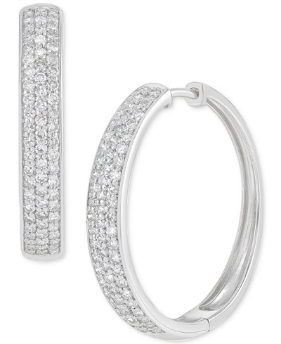Forever Grown Diamonds Lab Grown Small Diamond Hoop Earrings (1 Ct. T.w.) In Sterling Silver, 1"