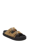 Isabel Marant Lennyo Studded Suede Flat Sandals In Beige