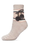 Memoi Snowflake Pompom Fleece Lined Slipper Socks In Taupe