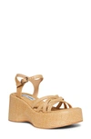 Steve Madden Women's Crazy Strappy Platform Wedge Sandals In Raffia