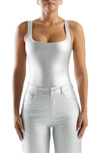 NAKED WARDROBE THE CROCODILE COLLECTION CROC EMBOSSED FAUX LEATHER TANK BODYSUIT
