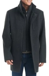 Vince Camuto Vestee Water Resistant Coat With Removable Reversible Vest In Heather Grey