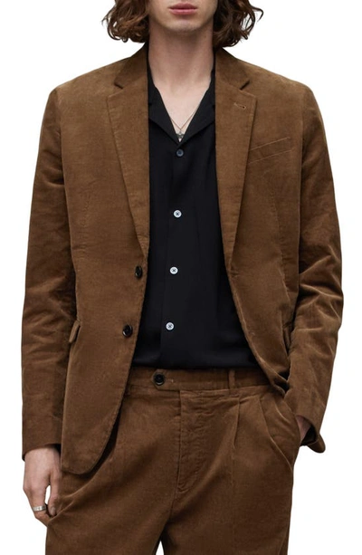 Allsaints Kiels Slim Fit Corduroy Blazer In Faded Brown