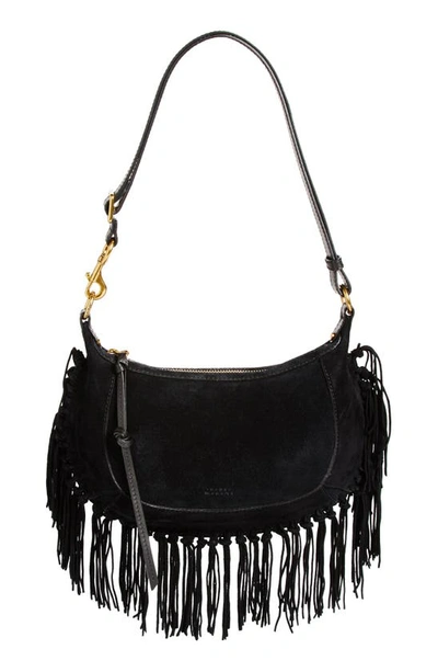 ISABEL MARANT OSKAN MOON FRINGE SUEDE SHOULDER BAG