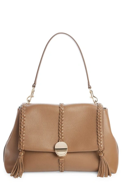 Chloé Chloe Womens Argil Brown Penelope Mini Leather Shoulder Bag In Black