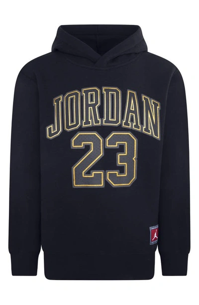 Jordan Kids' Big Boys 23 Fleece Pullover Hoodie In Black,gold
