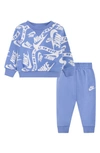 Nike Sportswear Club Crewneck Sweatshirt & Joggers Set In  Polar