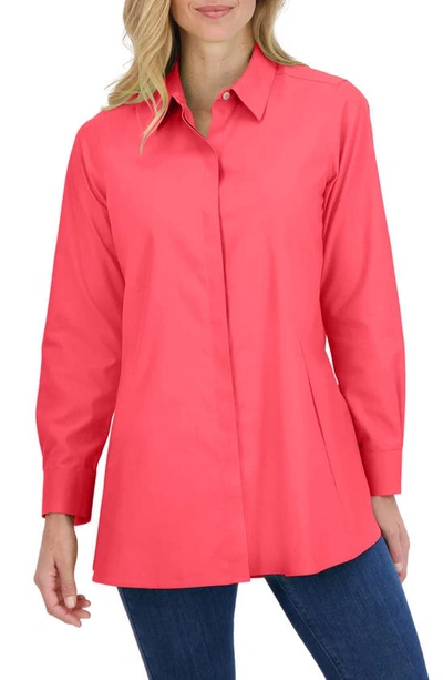 Foxcroft Cici Non-iron Tunic Blouse In Simply Red