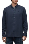 Allsaints Laguna Linen Blend Relaxed Fit Shirt In Blue