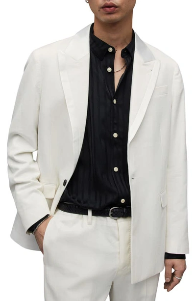 Allsaints Canis Satin Trim Relaxed Fit Blazer In Chalk White
