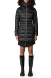 SAVE THE DUCK CAROLINE FAUX FUR COLLAR LONGLINE PUFFER JACKET