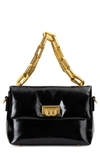 Brandon Blackwood Yuta Padded Patent Shoulder Bag In Black