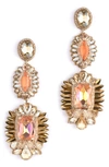Deepa Gurnani Klara Beaded Crystal Drop Earrings In Peach