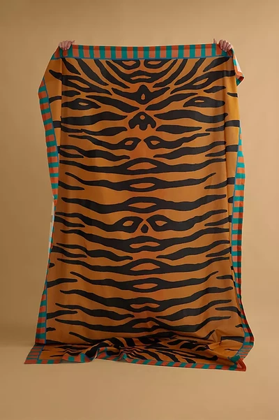 Anna + Nina Tiger Print Eco Cotton Tablecloth In Animal Print