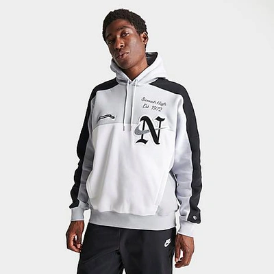 Nike Men's Sportswear Club Fleece Swoosh High Hoodie In Wolf Grey/black/white