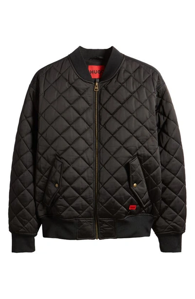 Hugo Boss Biker Jacket In Water-repellent Lightweight Fabric With Quilting In Black