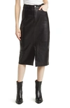 Frame Panelled Leather Midi Skirt In Black