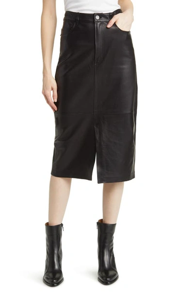 Frame The Leather Midaxi Skirt In Black