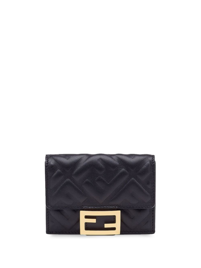 Fendi Black Ff Embossed Leather Wallet