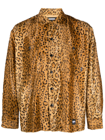 Neighborhood Leopard-print Faux-fur Shirt In Brown