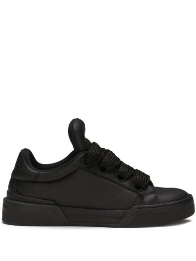 Dolce & Gabbana Black Portofino Leather Sneakers