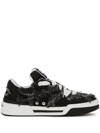 DOLCE & GABBANA AND WHITE NEW ROMA FRAYED SNEAKERS - MEN'S - COTTON/POLYESTER/GOAT SKIN/RUBBERPOLYESTERRUBBER