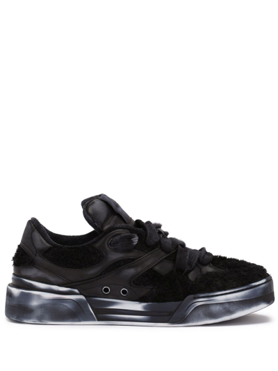 Dolce & Gabbana Terrycloth New Roma Sneakers In Black