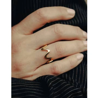 Nordic Muse Gold Wave Ring, Waterproof