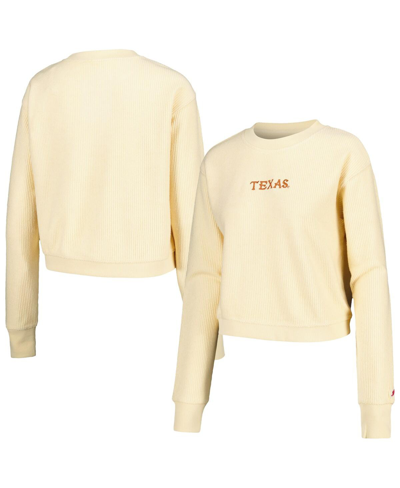League Collegiate Wear Women's  Cream Texas Longhorns Timber Cropped Pullover Sweatshirt