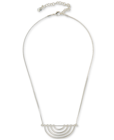 Lucky Brand Silver-tone Openwork Half-circle Pendant Necklace, 17" + 3" Extender