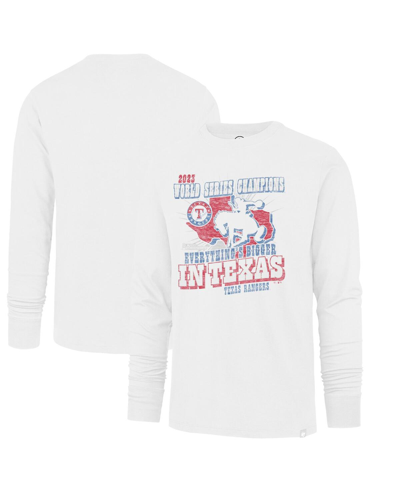 47 Brand Men's ' White Texas Rangers 2023 World Series Champions Local Playoff Franklin Long Sleeve T