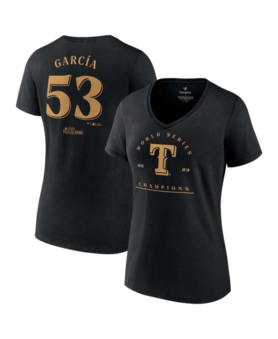 Fanatics Branded Adolis Garcia Black Texas Rangers 2023 World Series Champions Plus Size Name & Numb