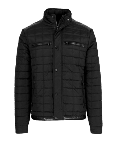 Spire By Galaxy Men's Lightweight Quilted Jacket With Synthetic Trim Design In Black