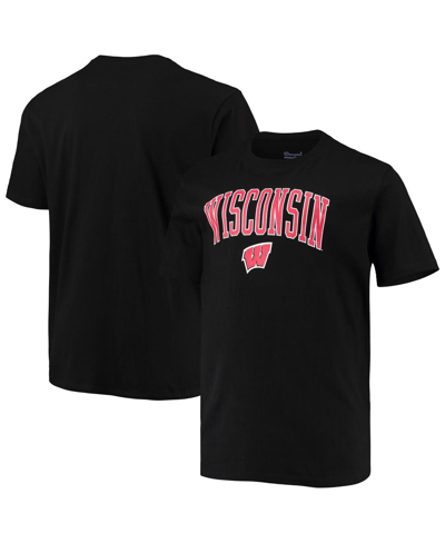 Champion Men's  Black Wisconsin Badgers Big And Tall Arch Over Wordmark T-shirt