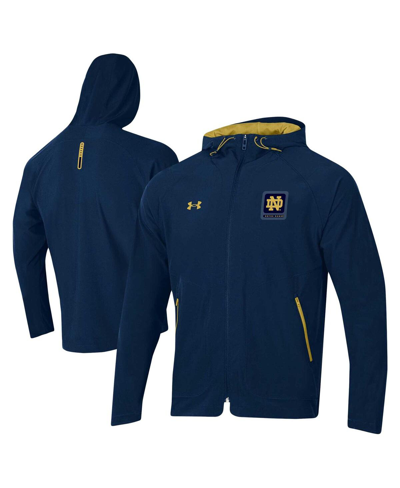 UNDER ARMOUR MEN'S UNDER ARMOUR NAVY NOTRE DAME FIGHTING IRISH UNSTOPPABLE RAGLAN FULL-ZIP JACKET