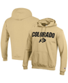 CHAMPION MEN'S CHAMPION GOLD COLORADO BUFFALOES STRAIGHT OVER LOGO POWERBLEND PULLOVER HOODIE