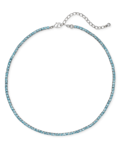 On 34th 3mm Crystal Station All-around Tennis Necklace, 15" + 2" Extender, Created For Macy's In Pink