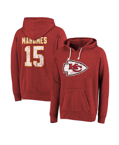 Majestic Men's  Threads Patrick Mahomes Red Distressed Kansas City Chiefs Name And Number Tri-blend P