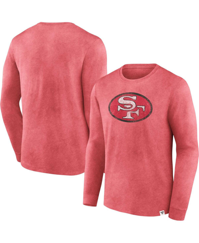 Fanatics Men's  Scarlet Distressed San Francisco 49ers Washed Primary Long Sleeve T-shirt