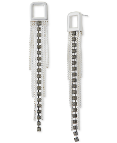 Lucky Brand Two-tone Crystal & Chain Fringe Statement Earrings In Ttone