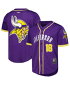 Pro Standard Justin Jefferson Purple Minnesota Vikings Mesh Baseball Button-up T-shirt In Purple