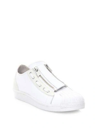 Y-3 "super"皮革运动鞋 In White