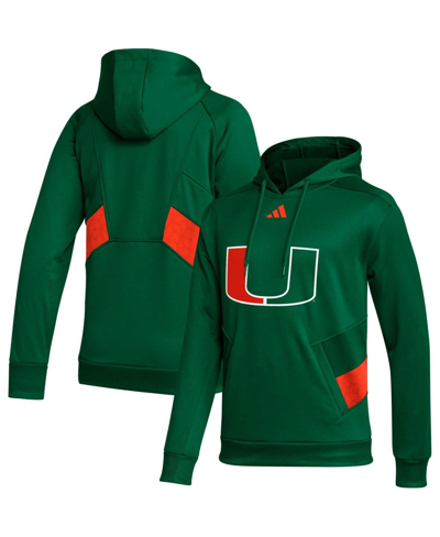 ADIDAS ORIGINALS MEN'S ADIDAS GREEN MIAMI HURRICANES TRAVEL AEROREADY PULLOVER HOODIE