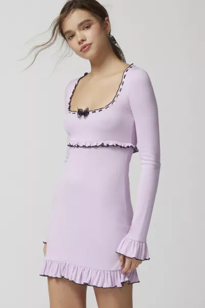 urban outfitters purple dress Uo Deep Plunge Halter Ruched Mesh Midi in Purple Urban Outfitters Dresses for