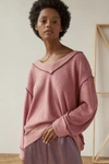 Out From Under Cody V-neck Sweatshirt In Pink, Women's At Urban Outfitters