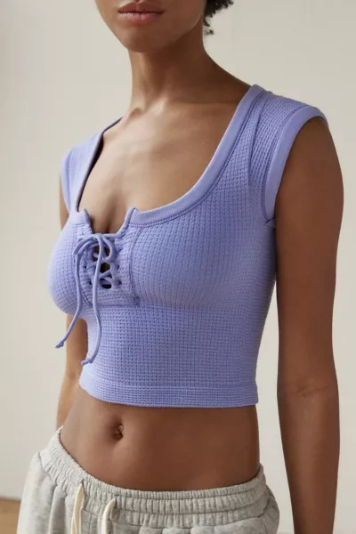 Out From Under Knockout Seamless Lace-up Top In Purple, Women's At Urban Outfitters