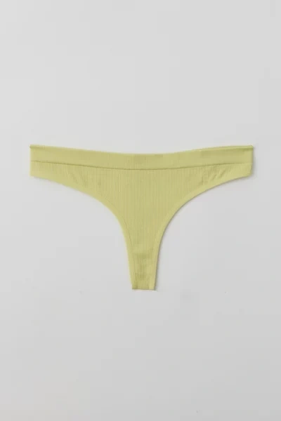 Out From Under Seamless Ribbed Thong In Lime, Women's At Urban Outfitters In Green