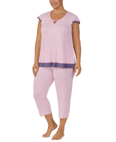 Ellen Tracy Plus Size 2-pc. Printed Cropped Pajamas Set In Pink Print