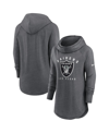 NIKE WOMEN'S NIKE HEATHER CHARCOAL LAS VEGAS RAIDERS RAGLAN FUNNEL NECK PULLOVER HOODIE