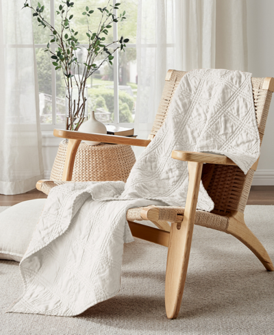Levtex Washed Linen Reversible Quilted Throw, 50" X 60" In Cream